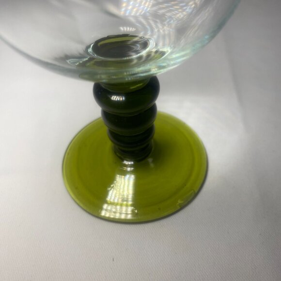 4 Vtg German Roemer Olive Green Wine Cordial Glass Etched Grape Vine Ball EUC - Picture 5 of 10